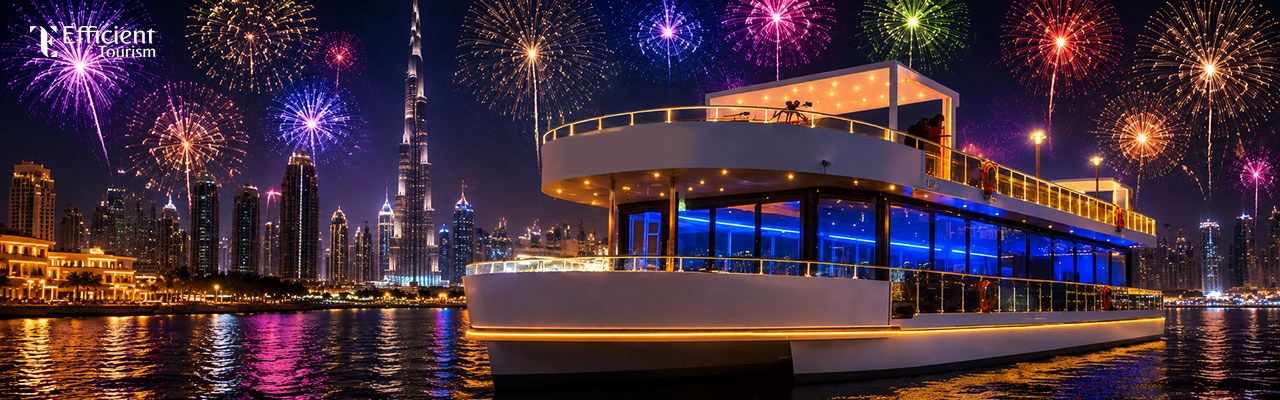 Creek Luxury Yacht With Burj Khalifa Fireworks