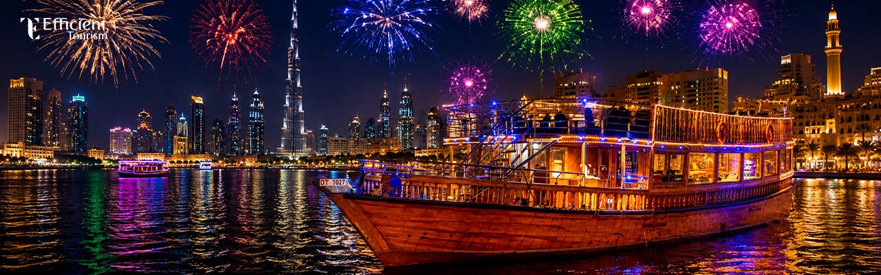 NYE Creek with Burj Khalifa Fireworks View